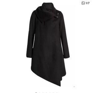 ALLSAINTS Monument Eve Turn Lock Black Wool Blend Coat